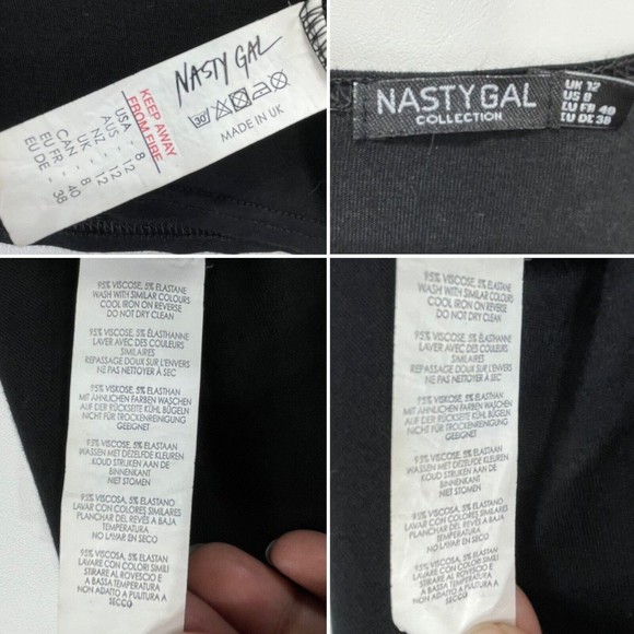Nasty Gal Collection Women Sz 8 M Cropped T Shirt Black Crew Neck - Picture 7 of 16